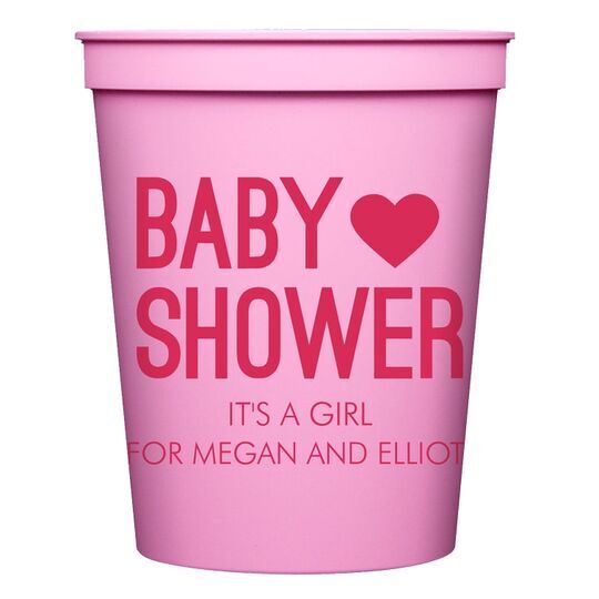 Baby Shower with Heart Stadium Cups